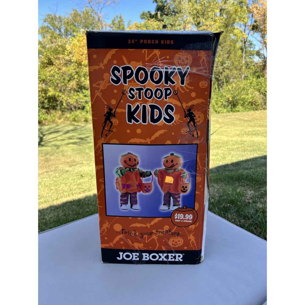 Vtg Halloween Spooky Stoop Kids 24" Porch Decor Trick Treater Pumpkin Figure NIB